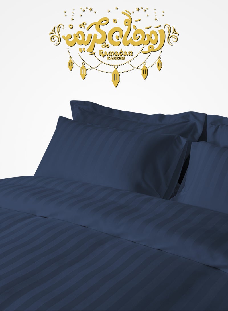 سيد المنسوجات المنزلية غطاء لحاف فندقي مفرد من  مايكروفايبر، يناسب سرير بحجم 200 سم × 120 سم، 4 قطع ، بتصميم خطوط فندقية - Image 1